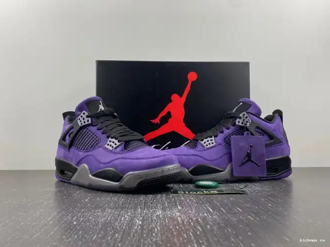 Rep Kickmax Air 4 x Travis Scott Suede Purple Jordan 0509